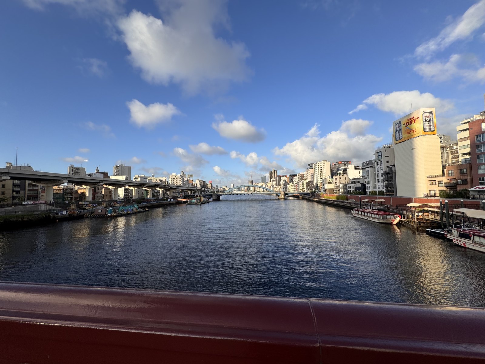 The Sumida River in Asakusa in the early morning, seen from a bridge