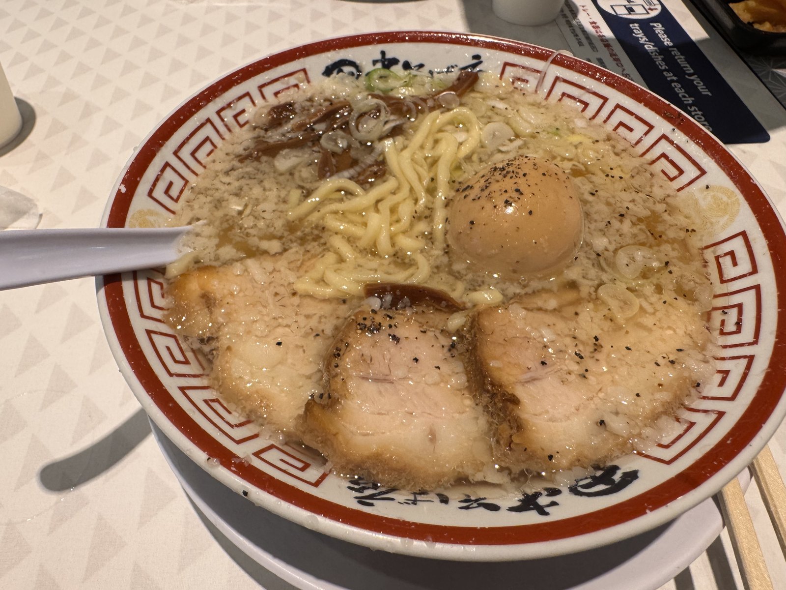 A bowl of rich chuka soba ramen at a food court in Odaiba