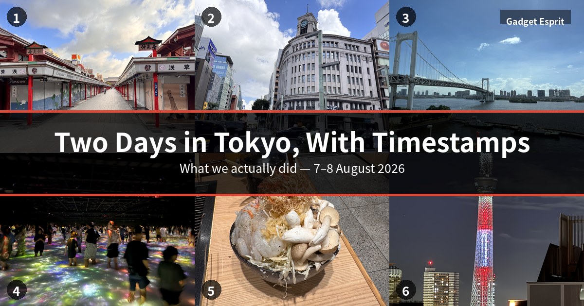 Six photos from a two-day family trip to Tokyo in August 2026