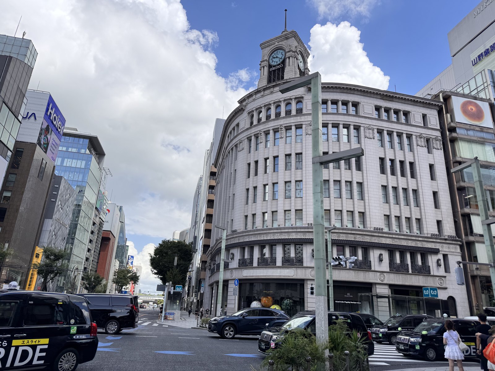 The Wako department store clock tower at the Ginza 4-chome crossing